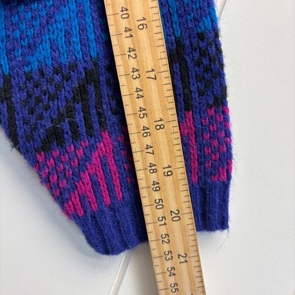 Vintage Croquet Club Womens 80s 90s Geometric Striped Sweater Size M Ribbed Cozy - Picture 6 of 8